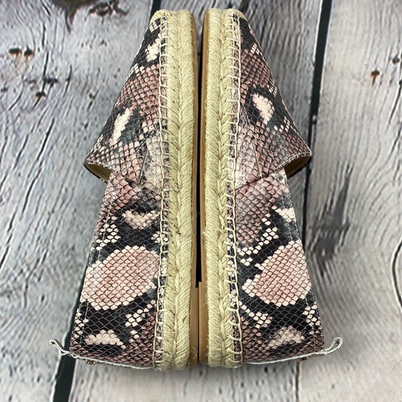 SAM EDELMAN KHLOE Pink & Black Snake Skin Leather Slip On Espadrilles Flats - Picture 17 of 17